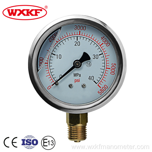 Stainless steel manometer glycerin filled pressure gauge